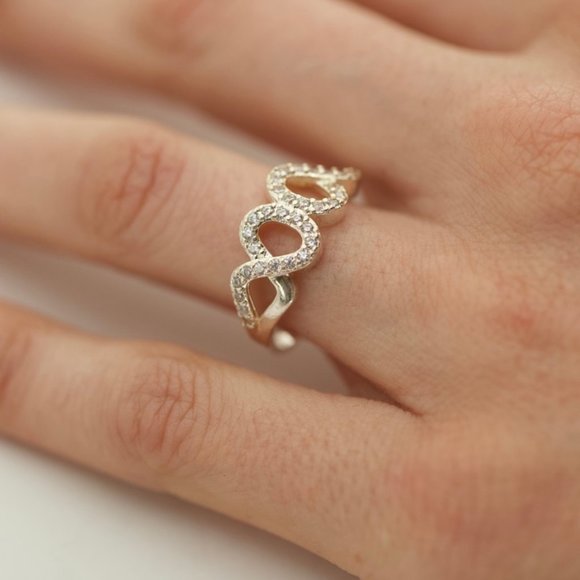 Jenna Jameson Jewelry - 18K White Gold Dipped Pave White Topaz Ring